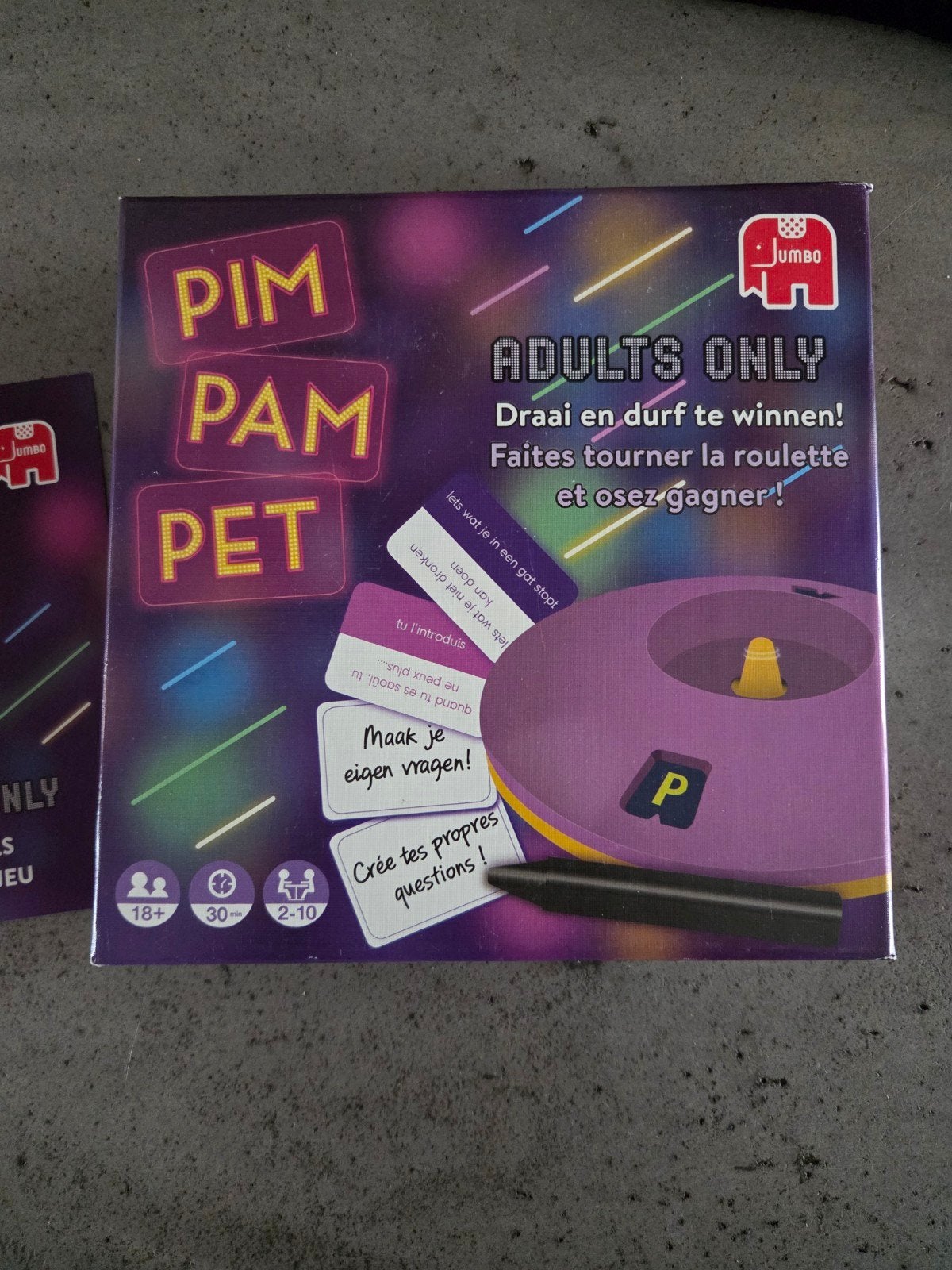 Pim Pam Pet Adults Only - Draai en durf te winnen!, Vijf spelers of meer, Ophalen of Verzenden, Zo goed als nieuw, Jumbo
