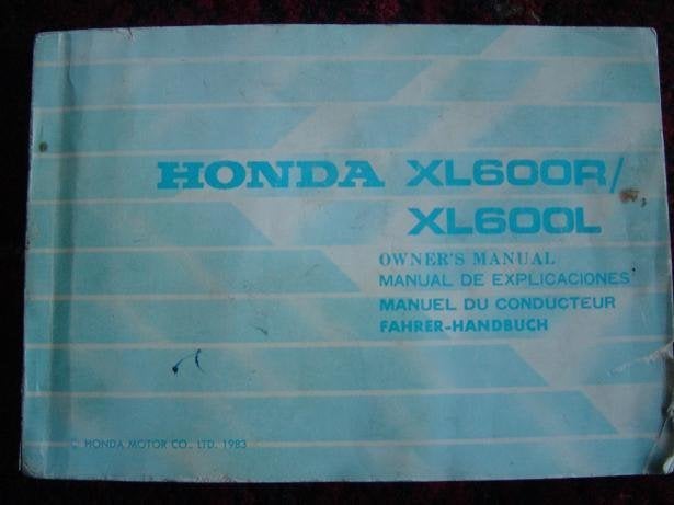 Honda XL600 R / L  1983 motorcycle owner's manual handbuch, Ophalen of Verzenden, Honda