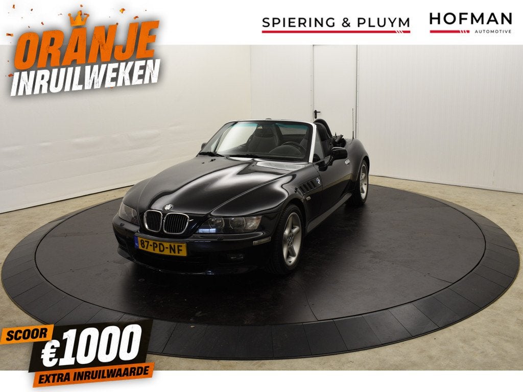 BMW Z3 2.8 6 Cil.194PK Aut Widebody top conditie EL Kap Leer, Gebruikt, Stoelverwarming, Cabriolet, Zwart