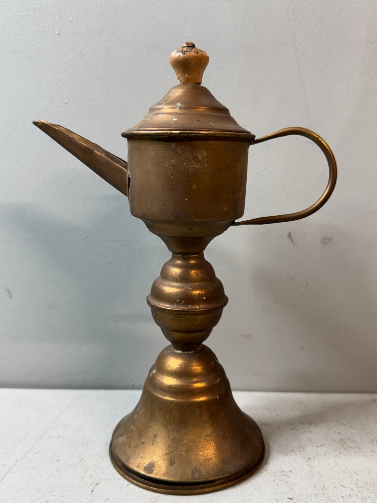 Antieke koperen olielamp - Decoratieve lamp, Ophalen of Verzenden