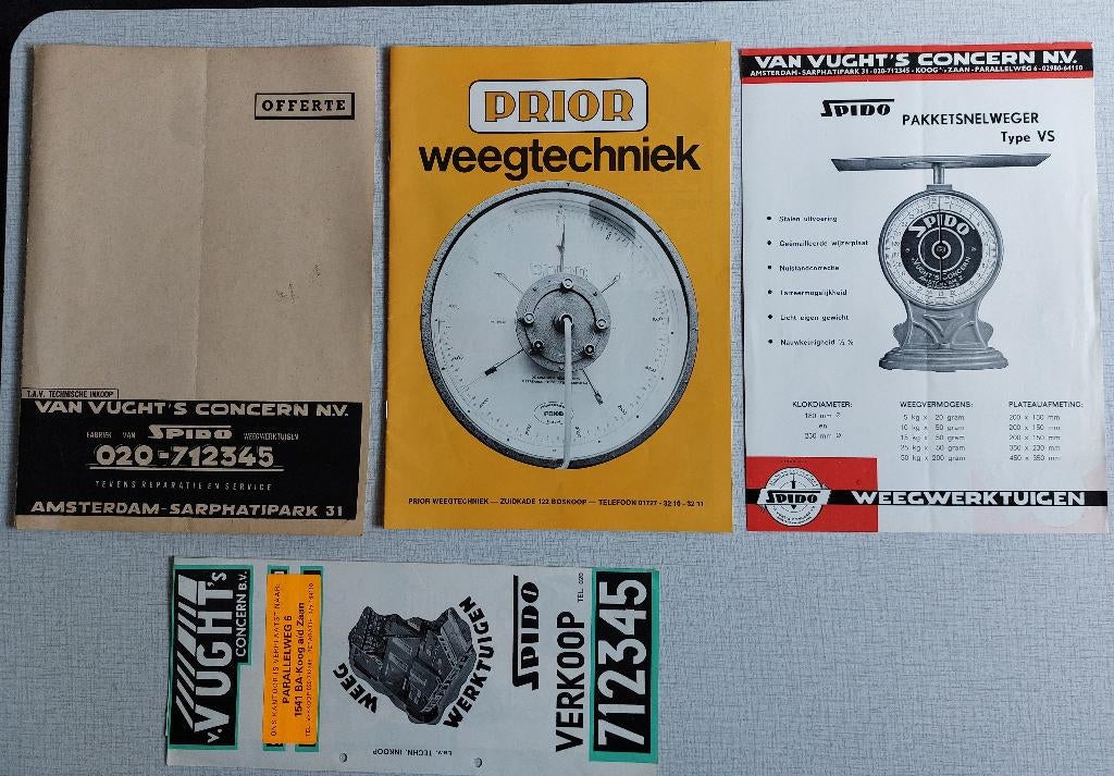 Vintage Brochures / Folders SPIDO & PRIOR Weegschalen, Ophalen of Verzenden, Zo goed als nieuw, Folder
