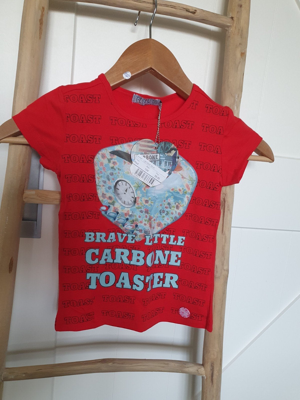 Carbone rood T-shirt maat 104 met print, Meisje, Carbone, Nieuw, Ophalen of Verzenden