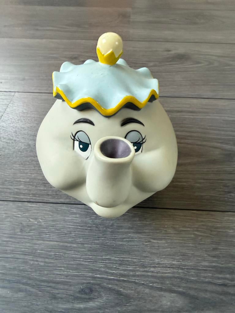Disney Belle en het Beest Mevrouw Theepot spaarpot, Verzamelen, Disney, Ophalen of Verzenden, Assepoester of Belle, Gebruikt, Beeldje of Figuurtje