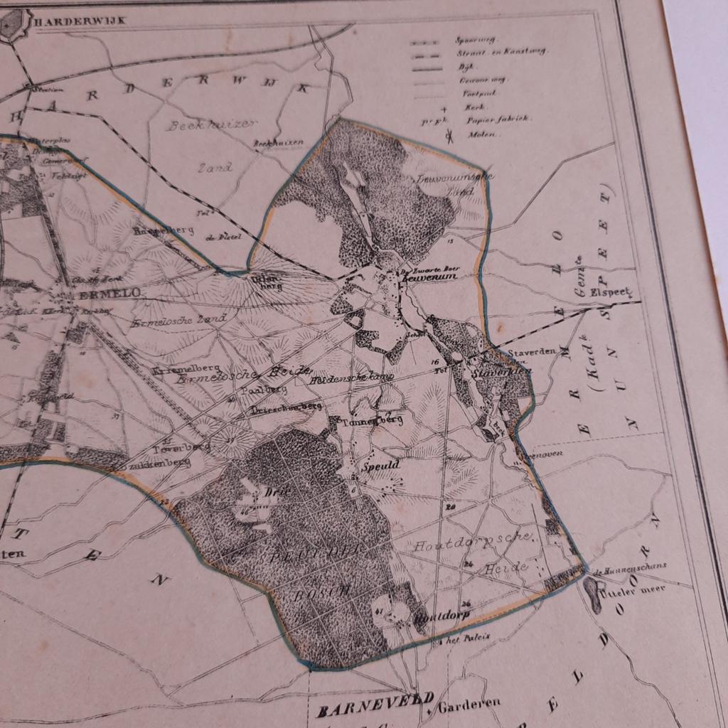 Oude Kaart 1867 Gemeente Ermelo, Gelezen, Verzenden, Landkaart, 1800 tot 2000