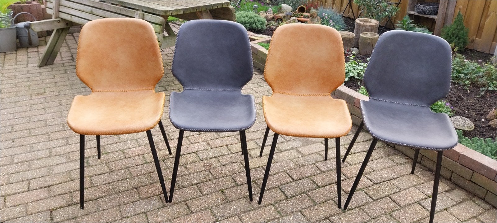 Set van 4 eetkamerstoelen, leer, Huis en Inrichting, Ophalen, Leer, Zo goed als nieuw, Vier