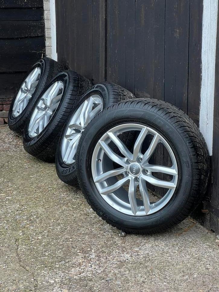 Audi Q5 Q7 winter wielen 5x112 dunlop set 7mm 18 inch velgen, Auto-onderdelen, Banden en Velgen, 18 inch, Gebruikt, Banden en Velgen