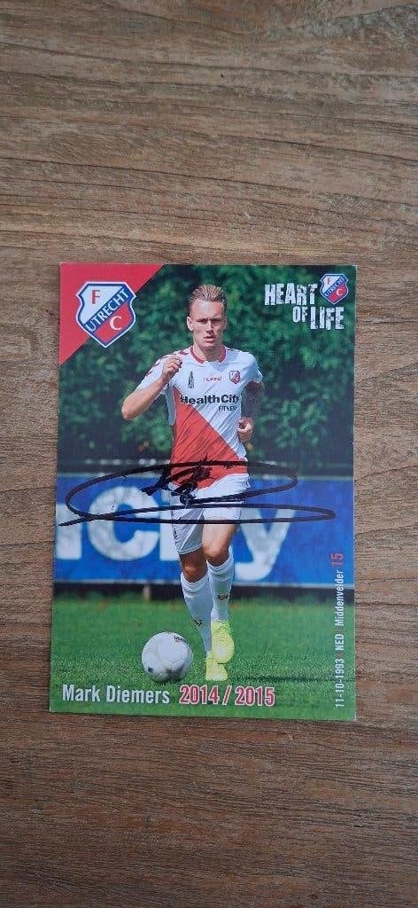 Spelerskaart met handtekening; Mark Diemers # FC Utrecht, Verzamelen, Sportartikelen en Voetbal, Ophalen of Verzenden, Nieuw, F.C. Utrecht