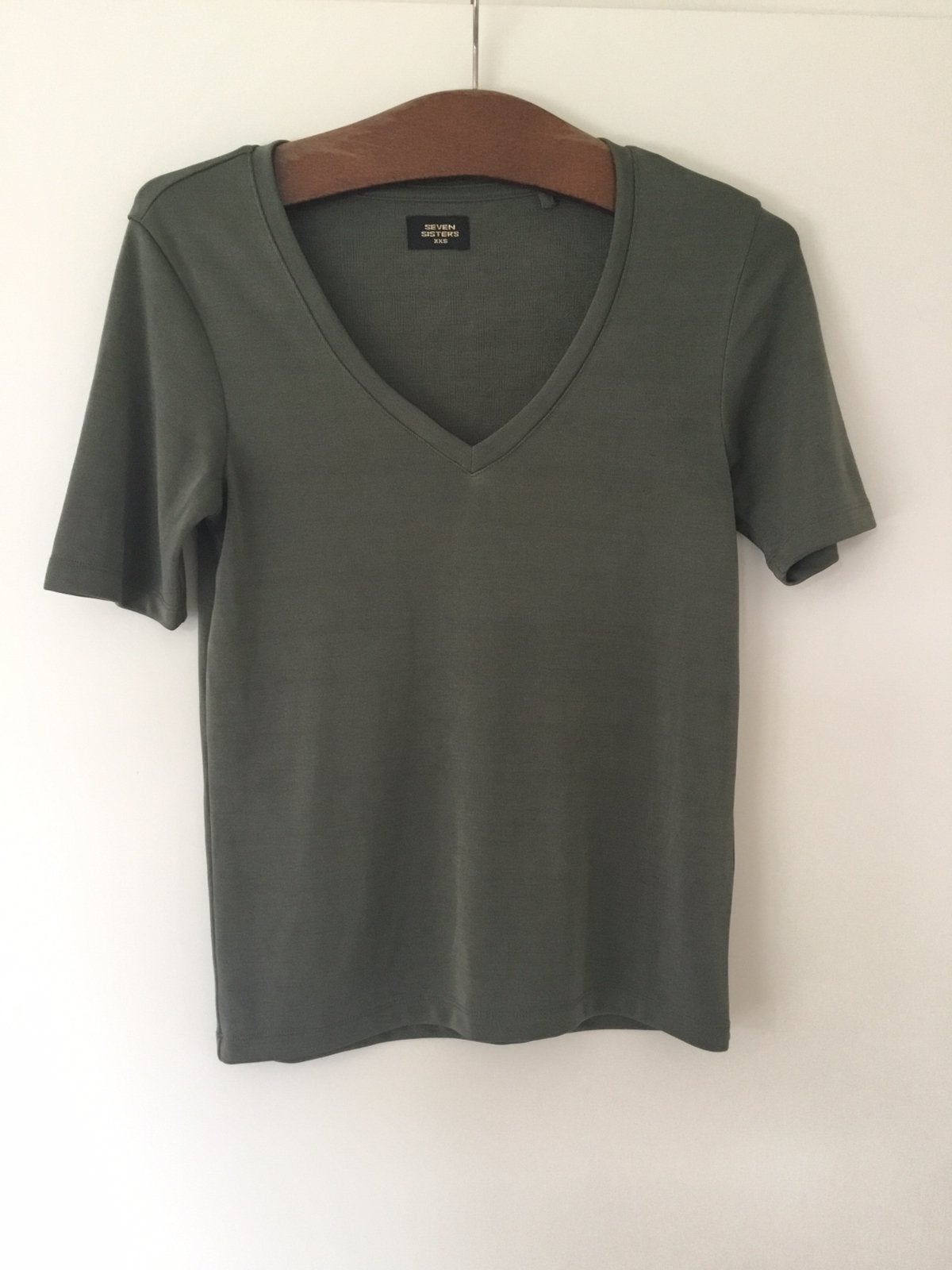 Groen glanzend shirt Seven Sisters XXS, Kleding | Dames, Ophalen of Verzenden, Korte mouw, Maat 34 (XS) of kleiner, Gedragen