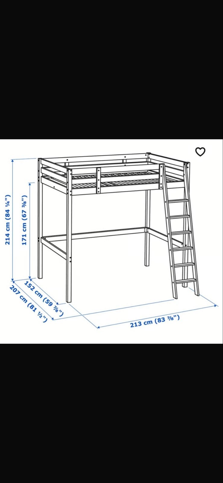IKEA STORÅ hoogslaper, Huis en Inrichting, Slaapkamer | Stapelbedden en Hoogslapers, Gebruikt, Eenpersoons, 160 tot 180 cm, Ophalen of Verzenden