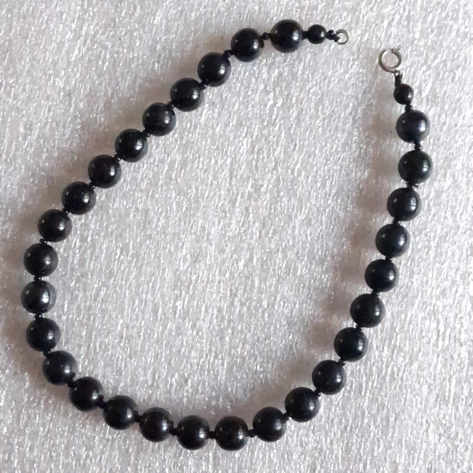 Rouw: Halsketting Onyx of Zwart Glas, Verzenden, Zo goed als nieuw, Zwart, Overige materialen