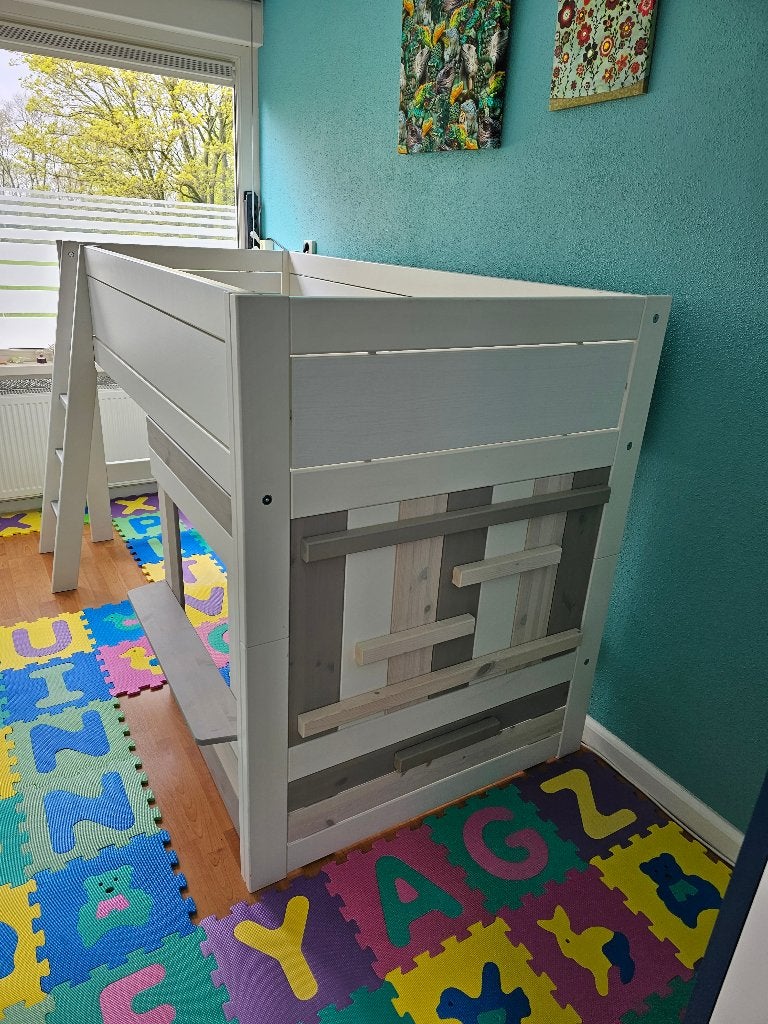 SUPERGAAF BED HALFHOOGSLAPER LIFETIME 200X90, Ophalen, 85 tot 100 cm, Gebruikt, Hoogslaper of Stapelbed