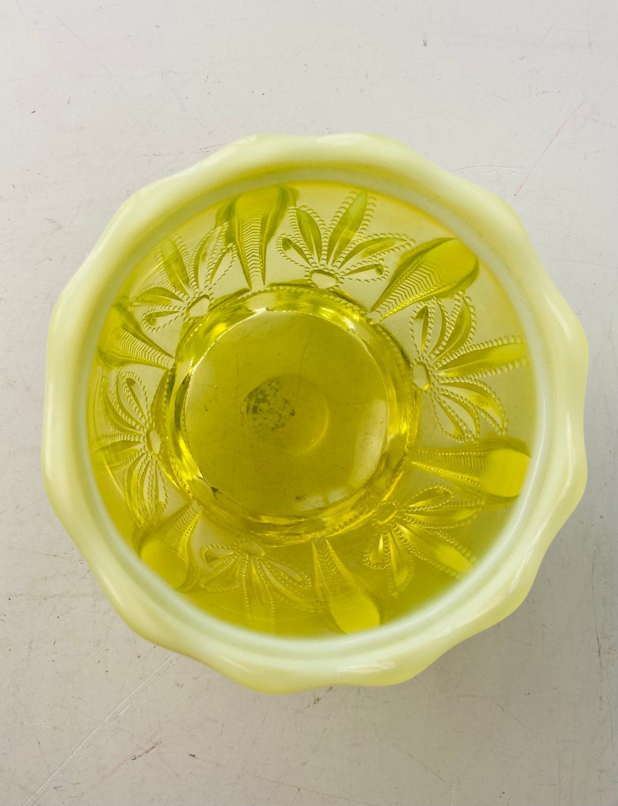 Uranium glas Fenton cactus schaal / potje , jaren 20, Ophalen of Verzenden