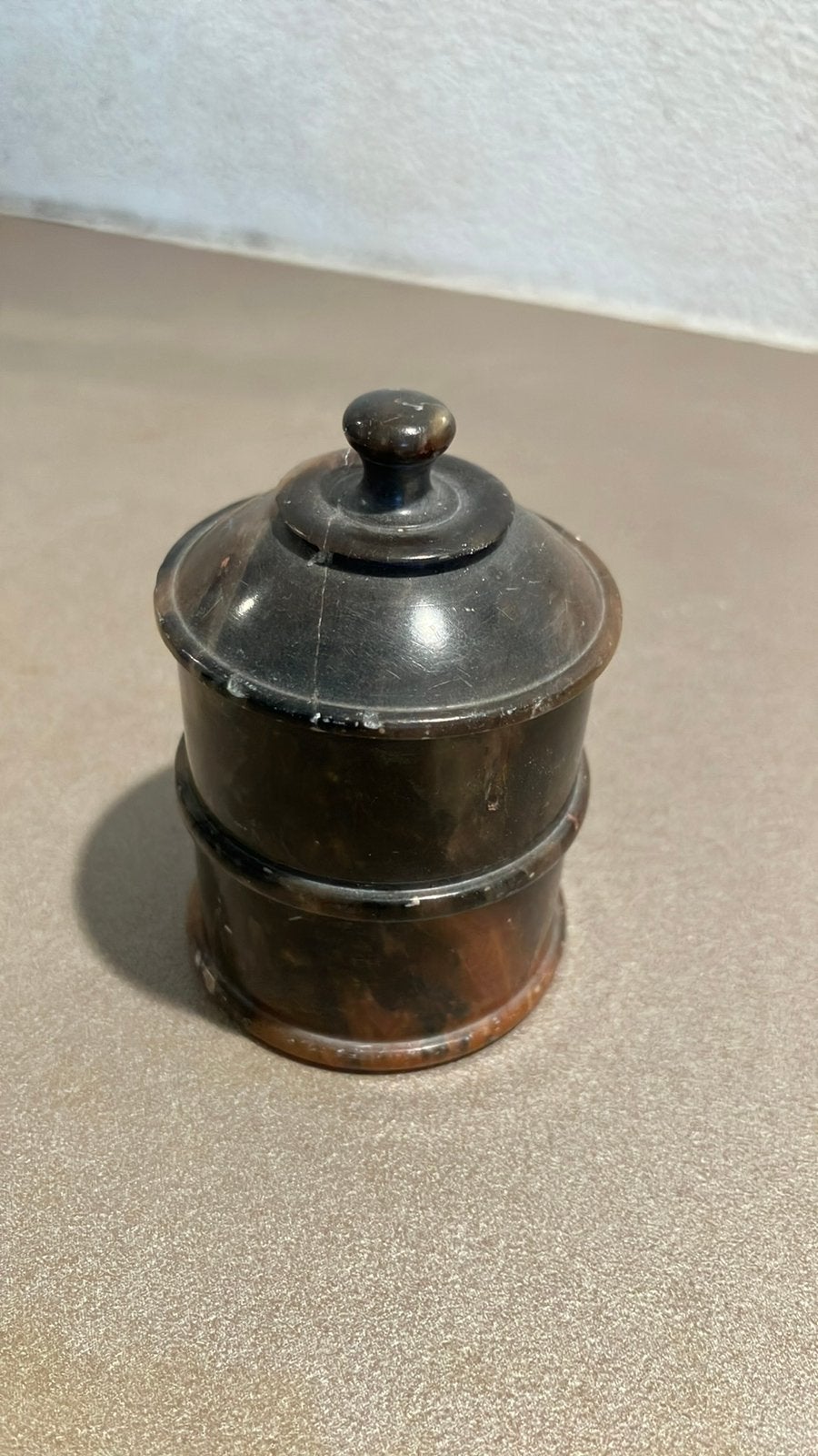 Antiek marmer stapel potje 3 delen 6,5cm 4,5cm, Ophalen of Verzenden