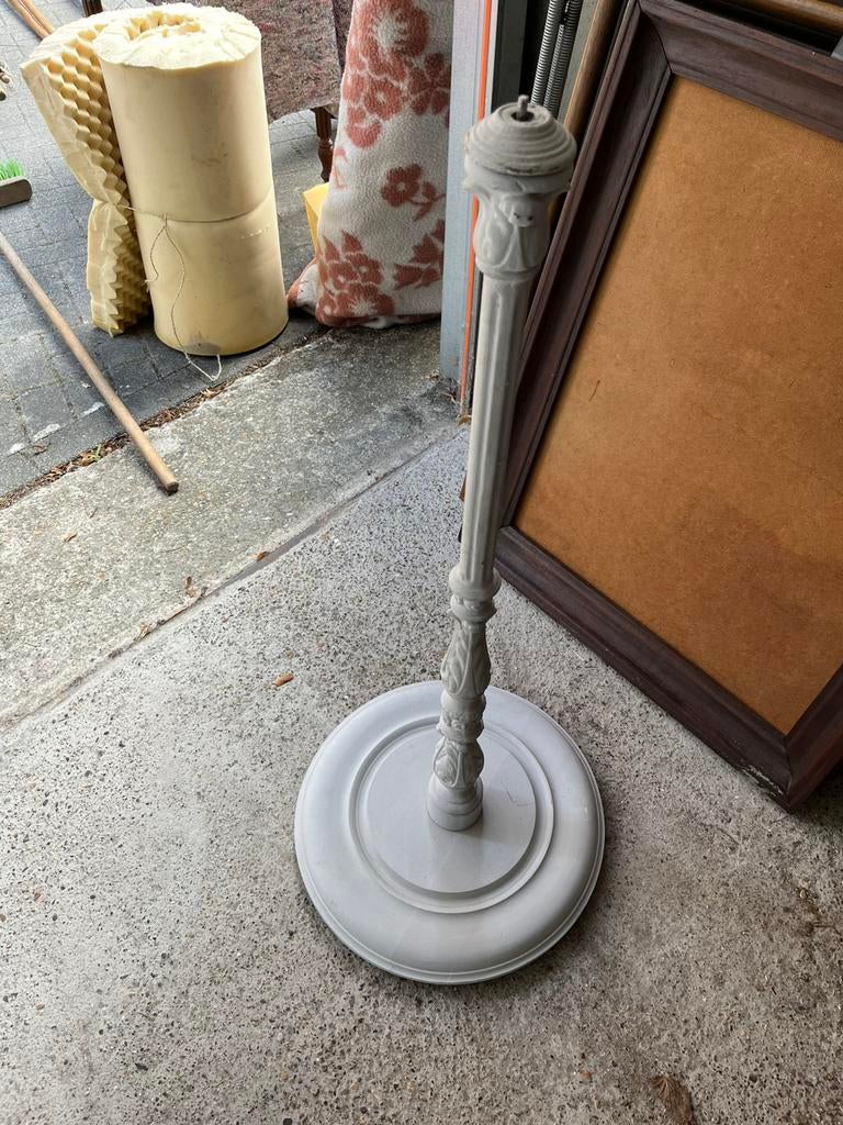 GROTE ANTIEKE BALUSTERLAMP IN IJZER EN HIUT XXL, Antiek en Kunst, Antiek | Lampen, Ophalen