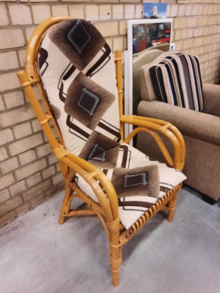 Rotanstoel met kussen, Tuin en Terras, Tuinstoelen, Ophalen, Gebruikt, Rotan