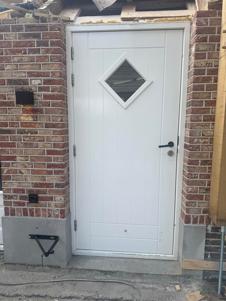 Witte buitendeur met ruitje zonder kozijn, Ophalen, Gebruikt, 80 tot 100 cm, Buitendeur