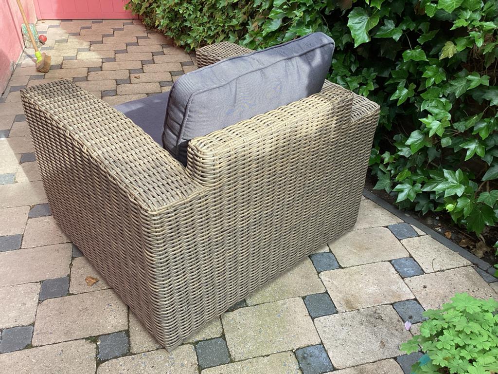 Comfortabele Wicker Tuinstoel met Kussens, Ophalen, Gebruikt, Wicker