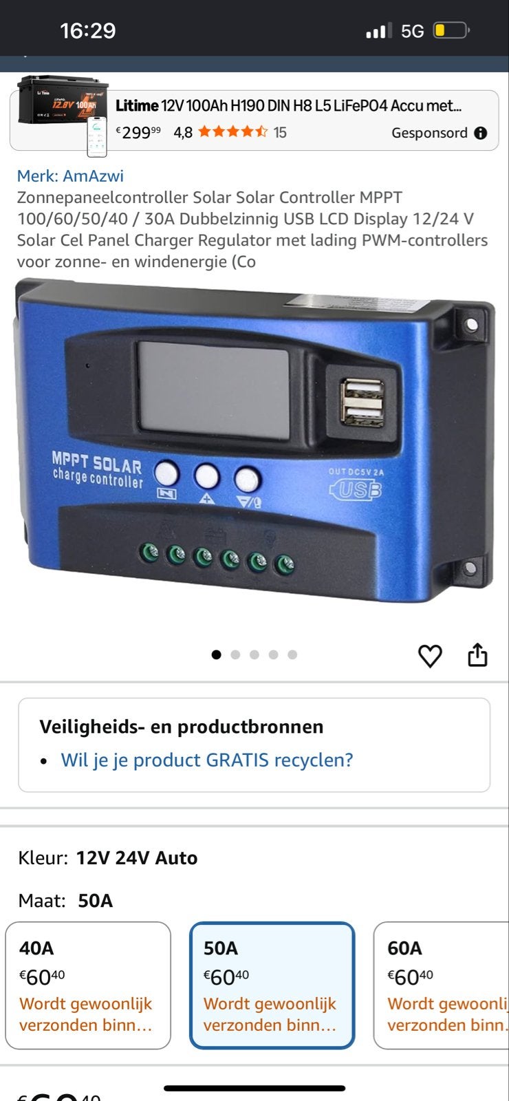 Nieuwe Zonnepaneelcontroller MPPT Solar Charge Controller, Ophalen of Verzenden, Nieuw, Overige typen