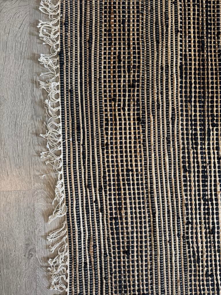 Organisch tapijt met tassels - 226x158cm, Ophalen, Beige, 150 tot 200 cm, 200 cm of meer