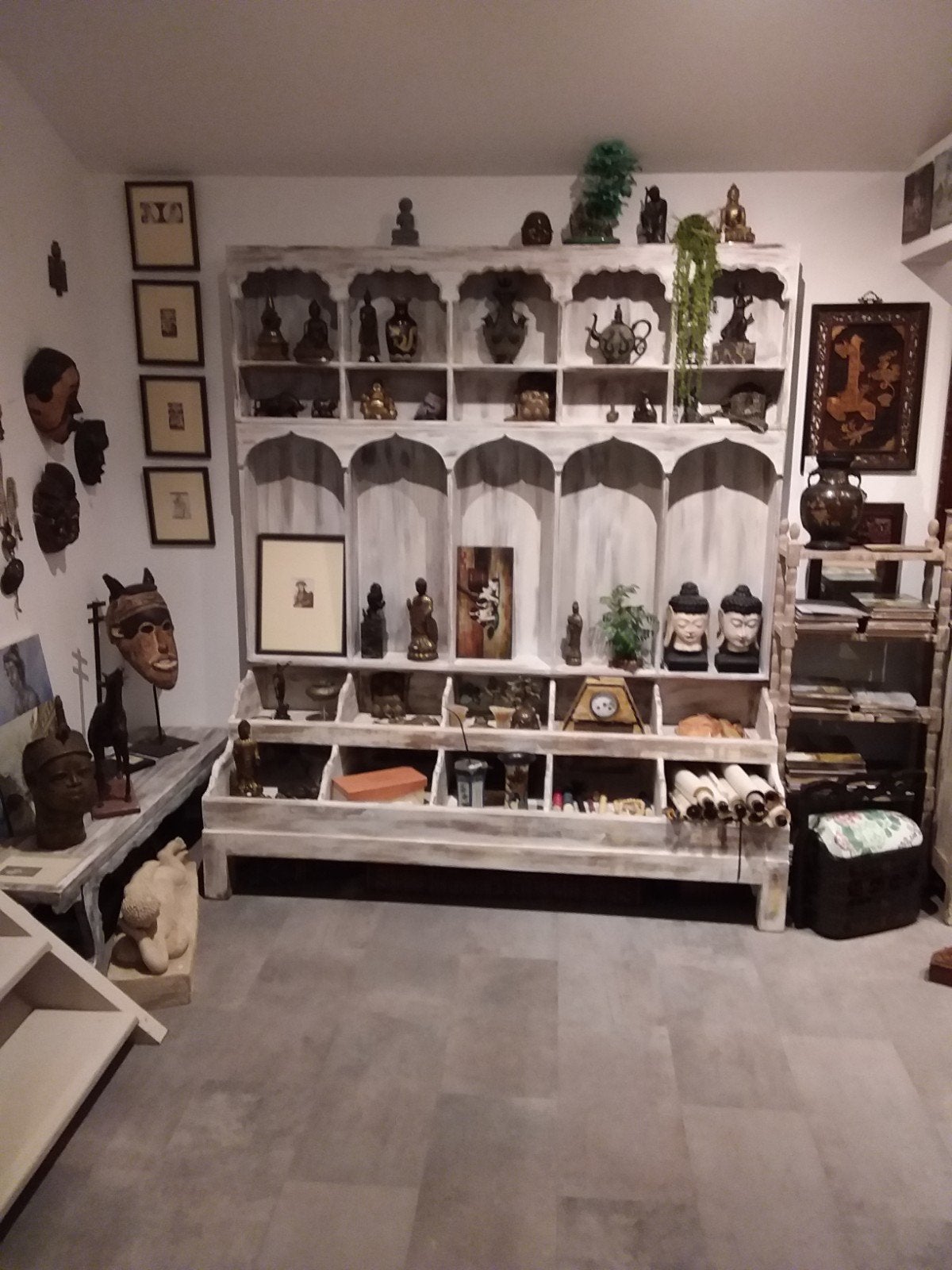Unieke Oude Indiase Kast - Witgewassen Hout, Antiek en Kunst, Ophalen