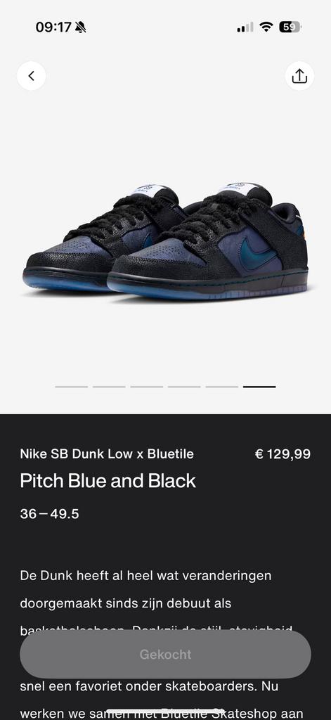 Nike SB dunk low x Bluetile maat 45, Kleding | Heren, Schoenen, Overige kleuren, Nieuw, Ophalen of Verzenden, Sneakers of Gympen