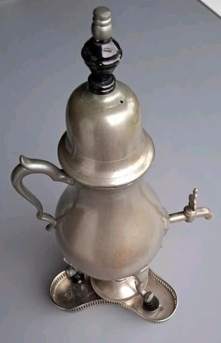 Antieke tinnen thee/koffieketel met brander - Metawa Holland, Antiek en Kunst, Antiek | Tin, Ophalen of Verzenden