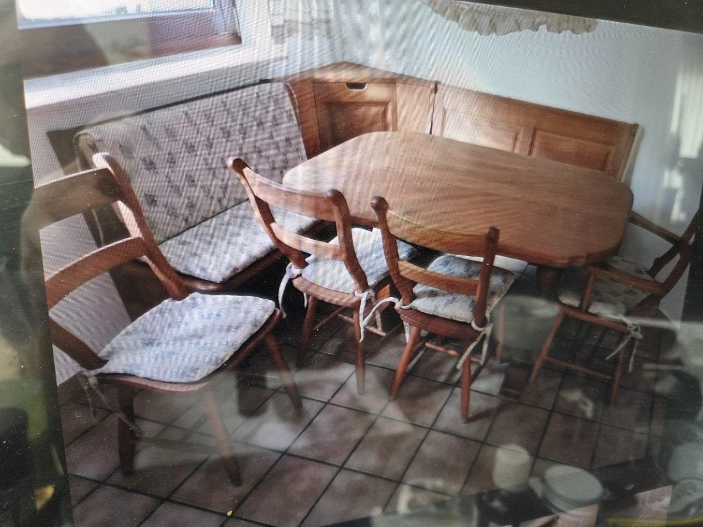 massief eiken alpen zithoek, Huis en Inrichting, Banken | Complete zithoeken, Ophalen, Zo goed als nieuw, Hout, Tiroler stijl