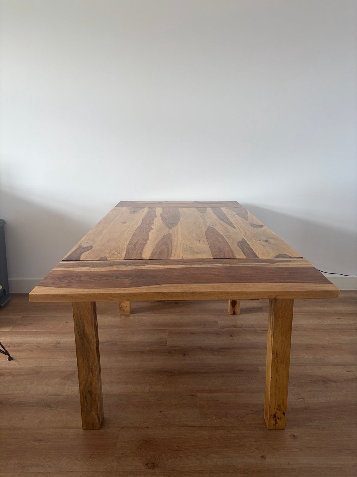 Massief houten eettafel - uitschuifbaar, Ophalen, Gebruikt, 50 tot 100 cm, 150 tot 200 cm