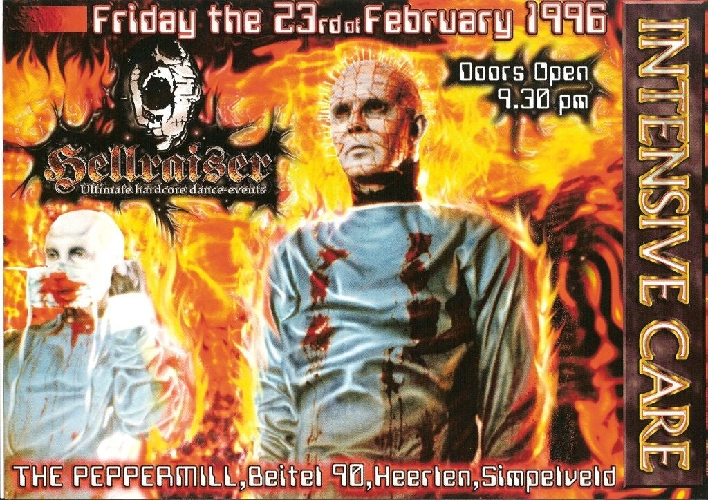 House Flyer - Hellraiser - Intensive Care - 23/2/1996, Verzamelen, Posters, Ophalen, Gebruikt, A4 of kleiner, Rechthoekig Liggend