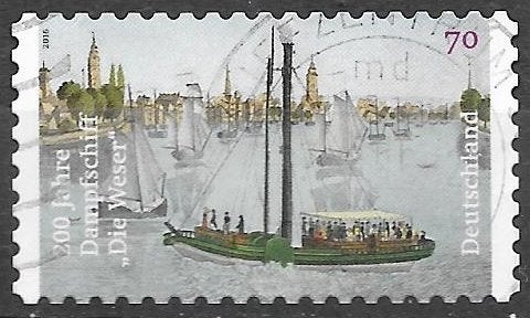 Duitsland: Mi.  3279 uit 2017   stoomboot, Postzegels en Munten, Ophalen of Verzenden, 1990 tot heden, Gestempeld