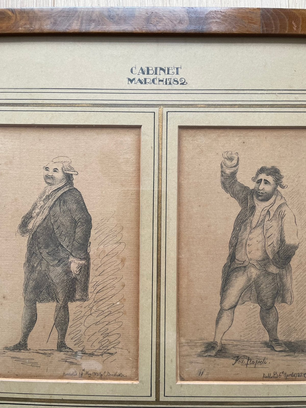 Antieke prentencollage ‘Cabinet March 1782’ in houten lijst, Antiek en Kunst, Kunst | Etsen en Gravures, Ophalen, 35 cm, 69 cm