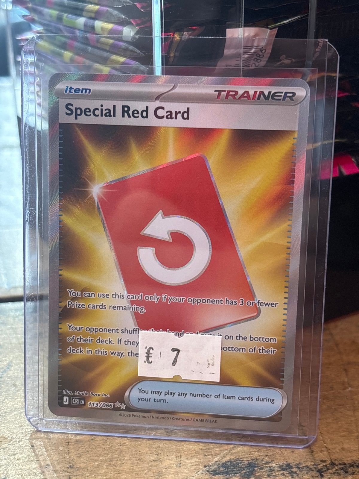 Pokémon Special Red Card Trainer Kaart - 113 chaos rising, Ophalen of Verzenden, Zo goed als nieuw, Losse kaart, Foil