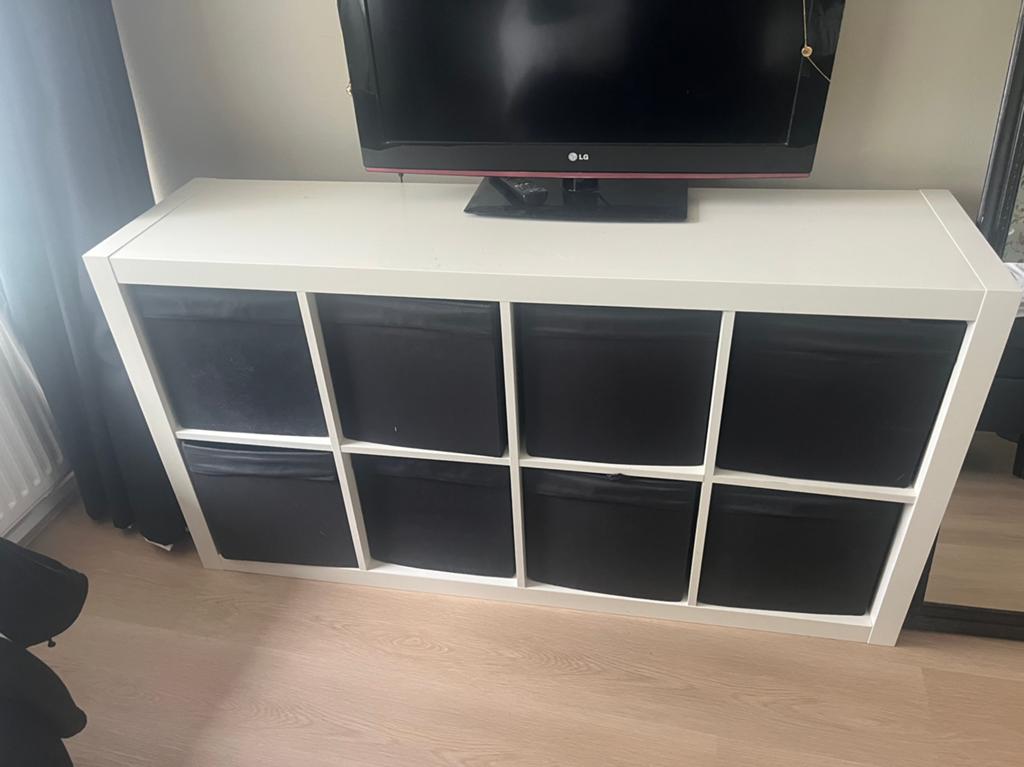 Ikea Kallax kast met 8 bakken, Ophalen, Gebruikt, 100 tot 150 cm, 50 tot 100 cm