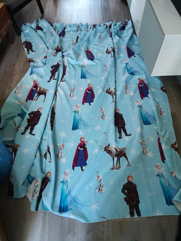 Anna en Elsa Frozen gordijnen, Huis en Inrichting, Stoffering | Gordijnen en Lamellen, Ophalen, Blauw, 200 cm of meer, 200 cm of meer