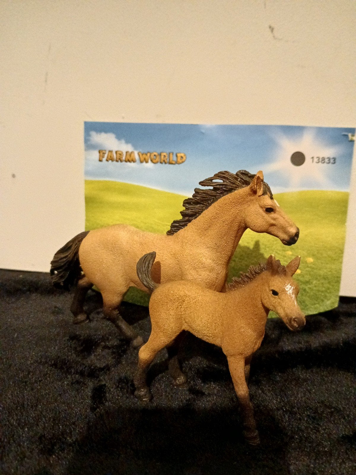 Schleich American quarter horse hengst+ veulen 13853 13854, Ophalen, Zo goed als nieuw, Paard, Beeldje of Figuurtje