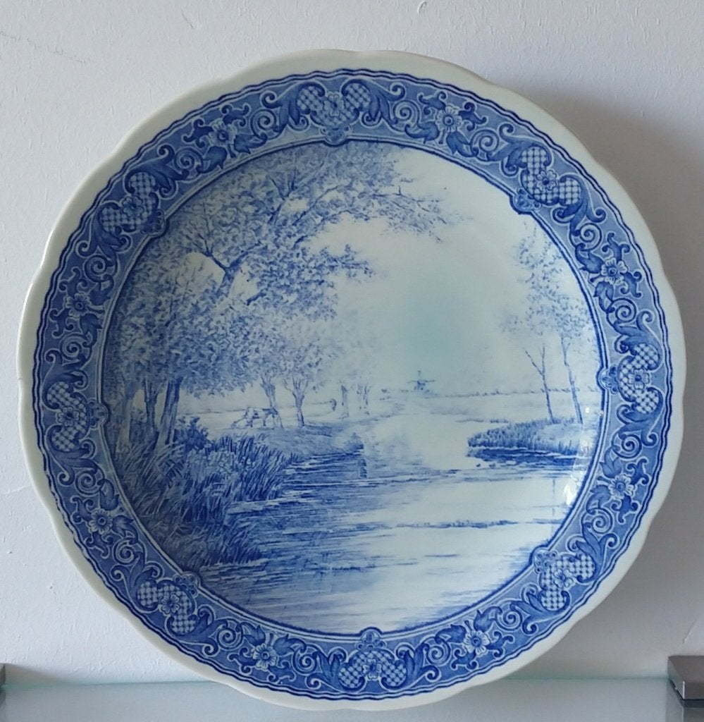 vintage groot delftblauw by Boch Belgium bord , volgnr 10, Ophalen of Verzenden
