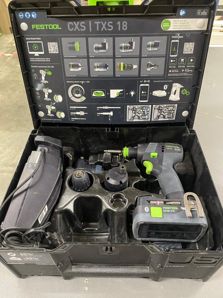 Festool TXS 100 jaar editie met snellader en extra koppen, Variabele snelheid, Ophalen of Verzenden, Minder dan 400 watt, Zo goed als nieuw