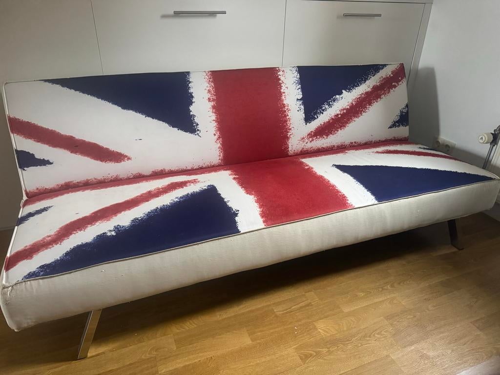 Leuke gebruikte slaapbank met Union Jack design, Ophalen, Gebruikt, Wit, Tweepersoons