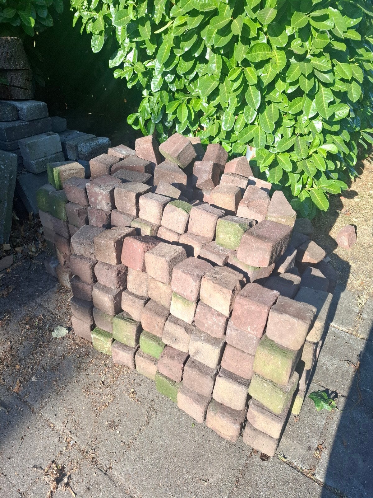 Gratis! Gebakken straatklinkers - ca. 300 halve stuks, Tuin en Terras, Ophalen, Gebruikt, Keramiek, Klinkers