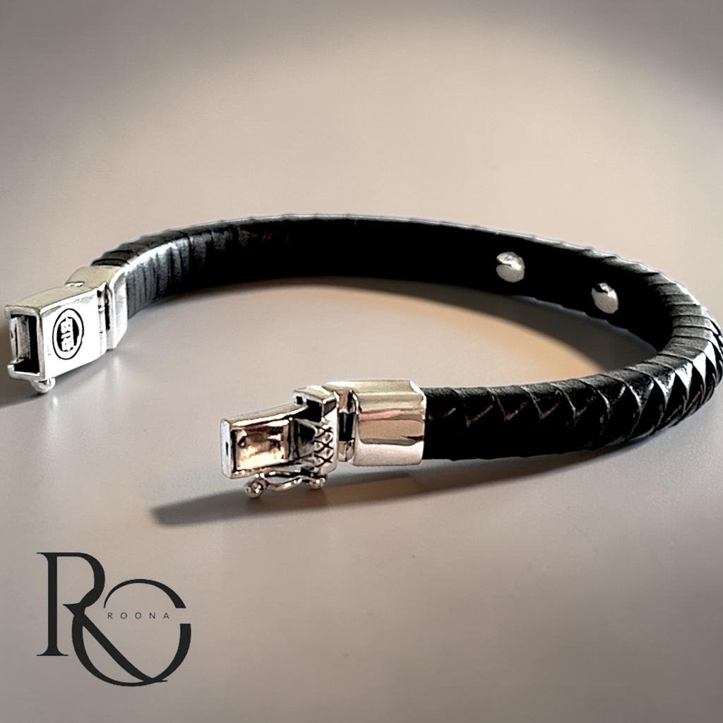 Buddha to Buddha leren armband – 925 zilver – 19 cm, Verzenden, Zo goed als nieuw, Zilver, Zilver