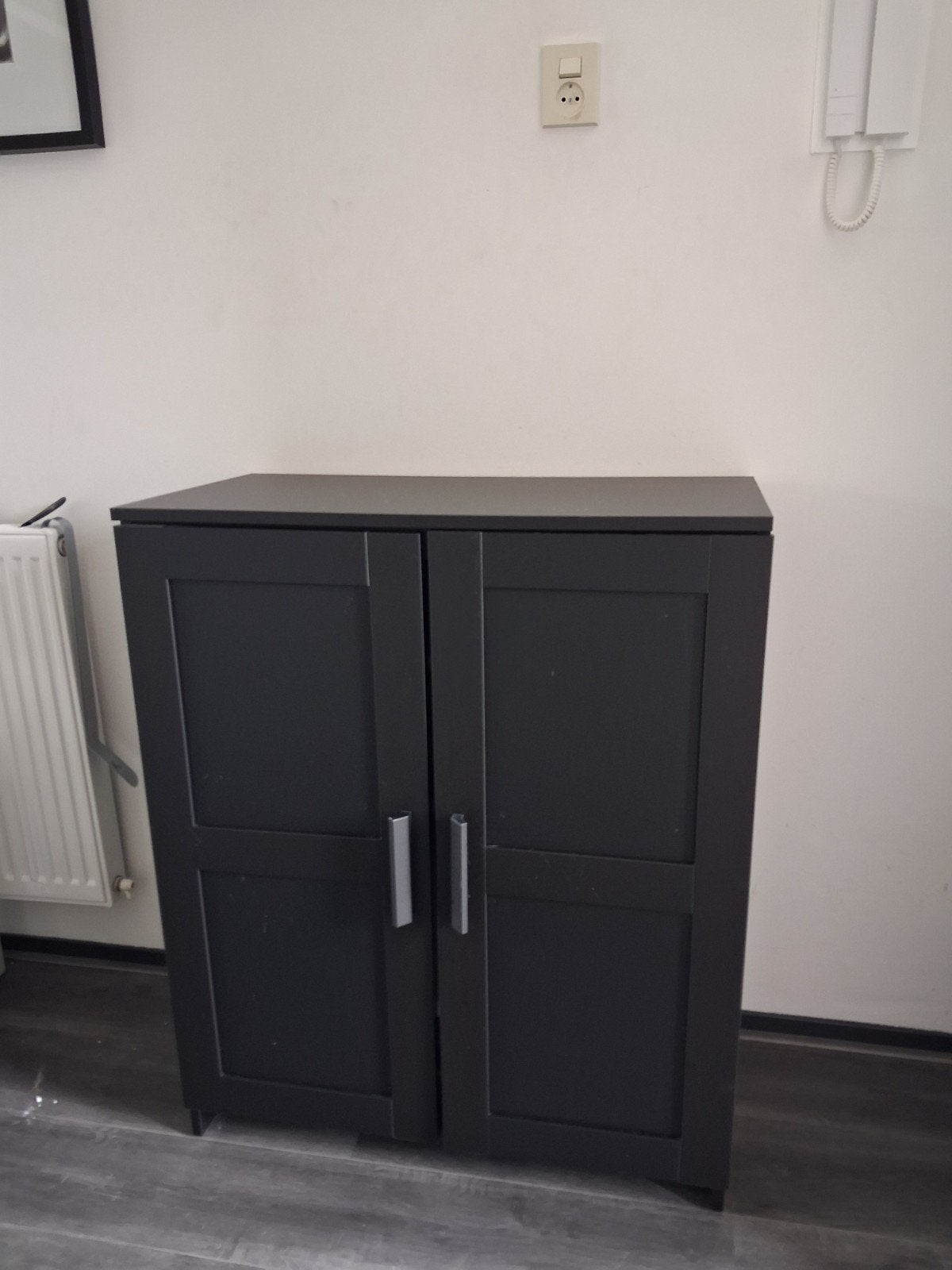 Kast kattenbak, zwart + kattenluikje, Ophalen
