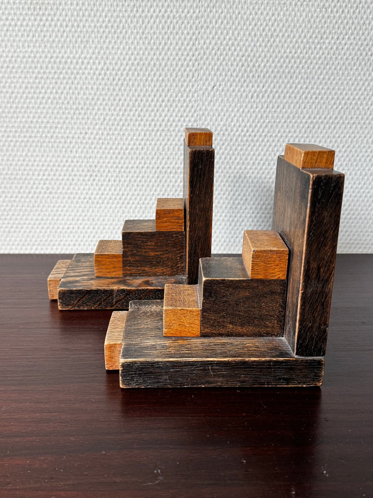 Set Art Deco Stijl Houten Boeksteunen in 2 Kleuren Hout, Ophalen of Verzenden