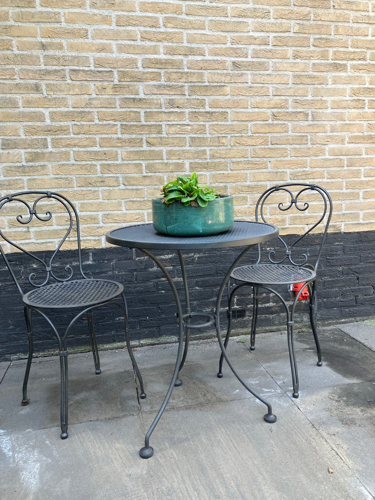 Bistro tuinset: 2 stoelen en tafel - metaal, Overige materialen, Gebruikt, Eettafel, Tuinset