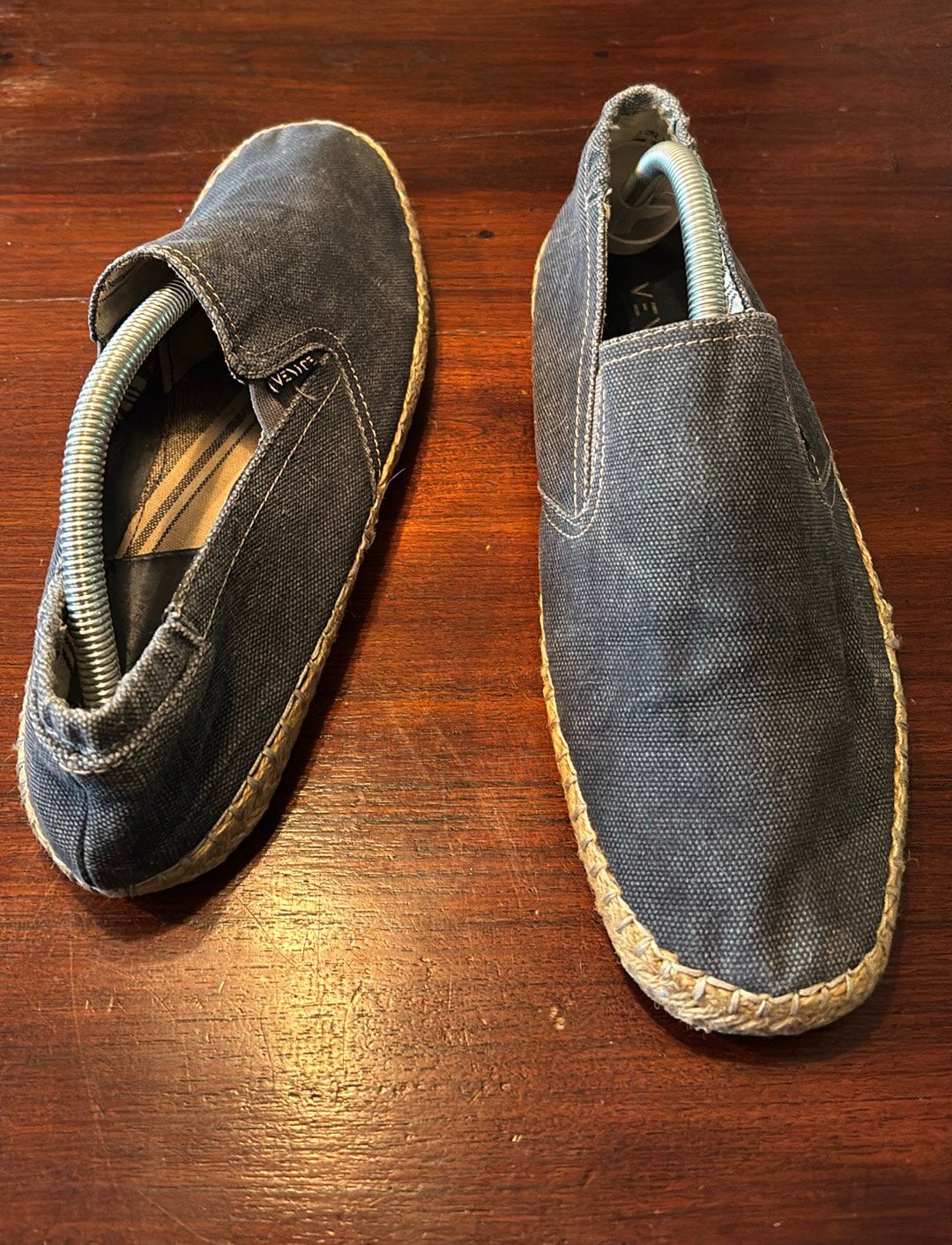 Denim blauwe stoffen espadrilles mt 41 zool kunststof venice, Blauw, Ophalen of Verzenden, Espadrilles of Moccasins, Gedragen