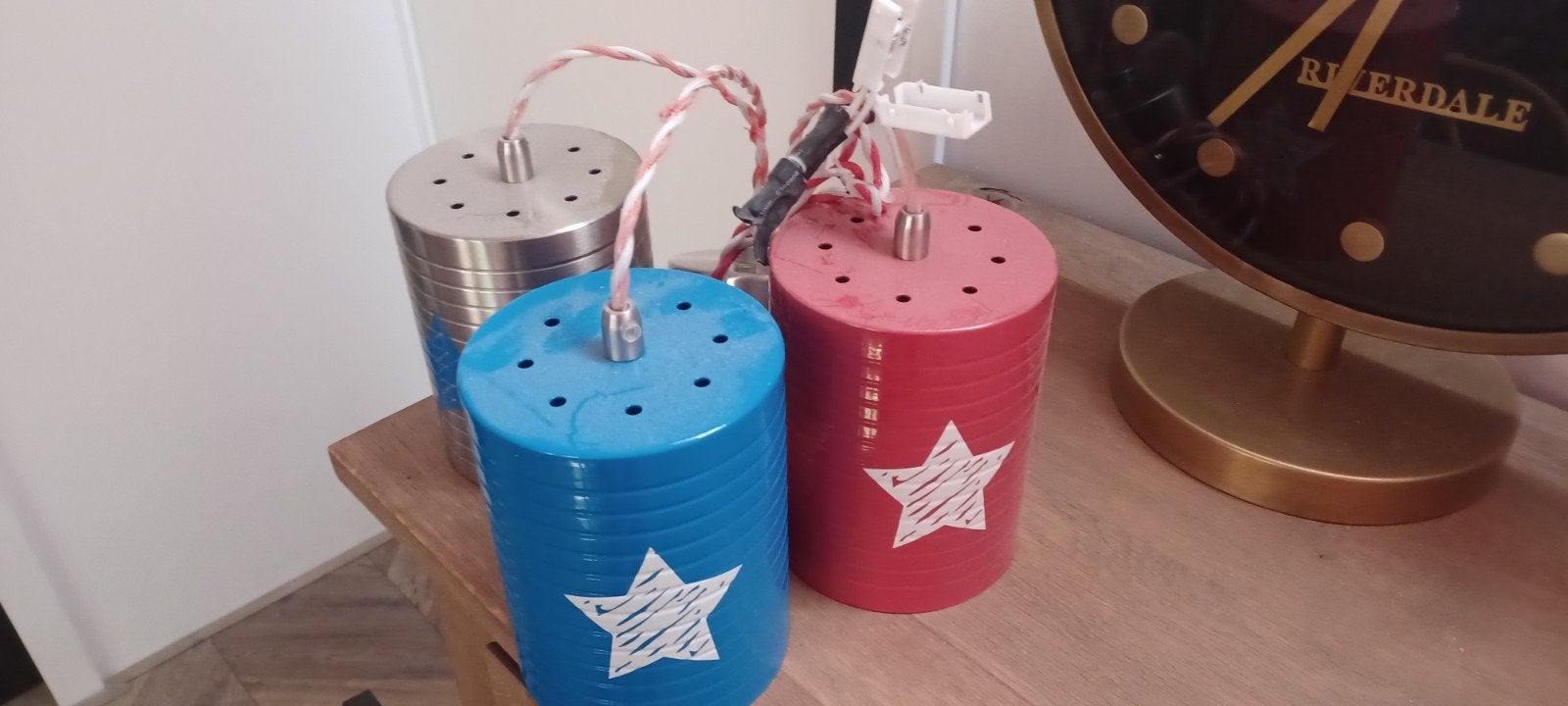 Set van 3 hanglampen met sterren Stoer- Rood, Blauw, Zilver, Ophalen, Gebruikt, Modern, Speels, Overige fittingen