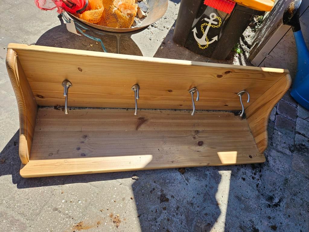 Gratis! Houten wandkapstok met 4 haken, Huis en Inrichting, Woonaccessoires | Kapstokken, Ophalen, Gebruikt, Hout, Wandkapstok