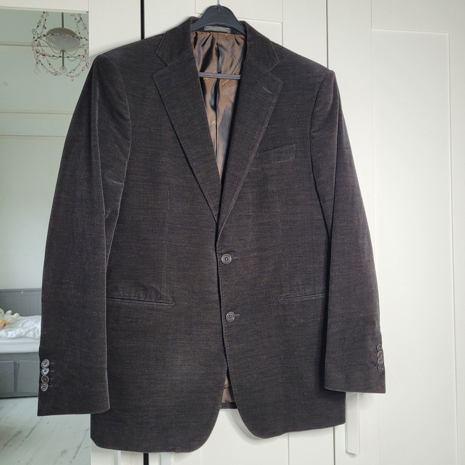 Salvatore Ferragamo corduroy colbert 54 bruin espresso kleur, Salvatore Ferragamo, Maat 52/54 (L), Bruin, Ophalen of Verzenden