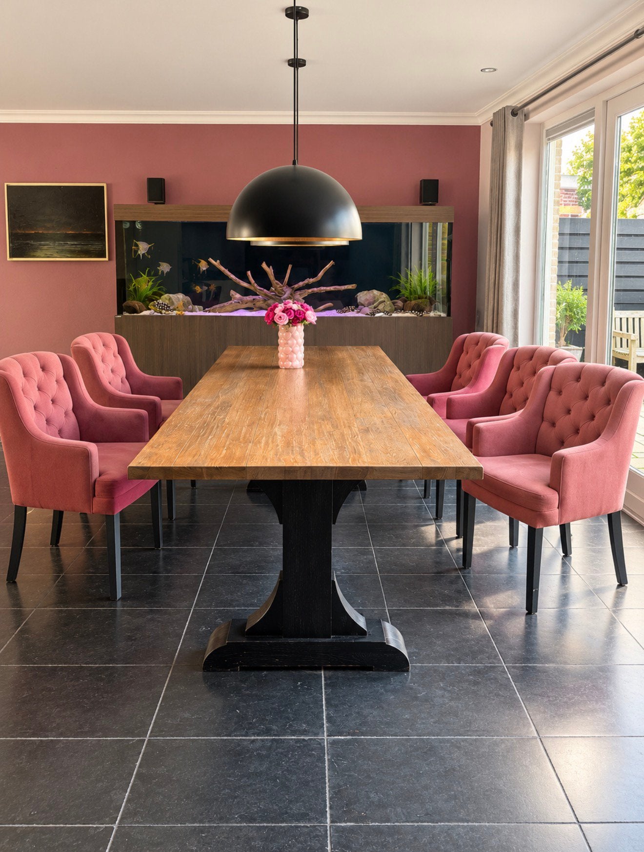Massief eiken kloostertafel 250x99 cm | grote eettafel, Eikenhout, 200 cm of meer, Zo goed als nieuw, Rechthoekig