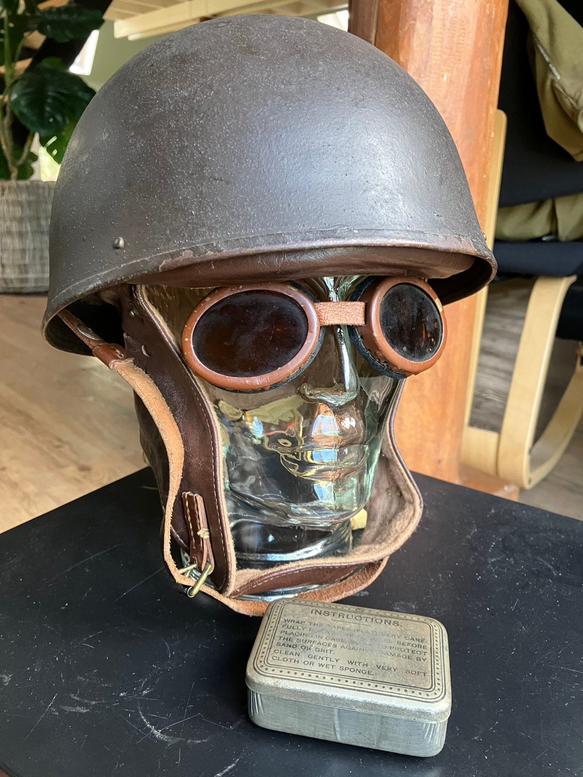Brits; helm dispatch rider met stofbril, 1945/1941, Verzamelen, Militaria | Tweede Wereldoorlog, Ophalen of Verzenden, Landmacht