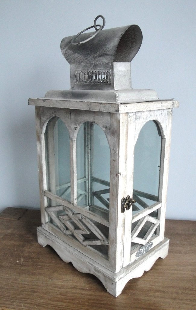 LEUKE BROCANTE HOUTEN LANTAARN, Gebruikt, Overige merken, 50 cm, Ophalen of Verzenden